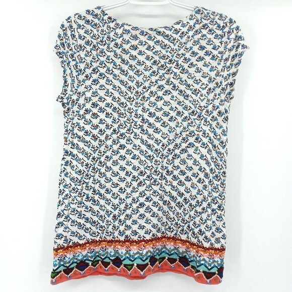 Calypso St. Barth Coconut Zahara Tee Top Sequin Embroidered Boho Beach XS - Picture 4 of 10